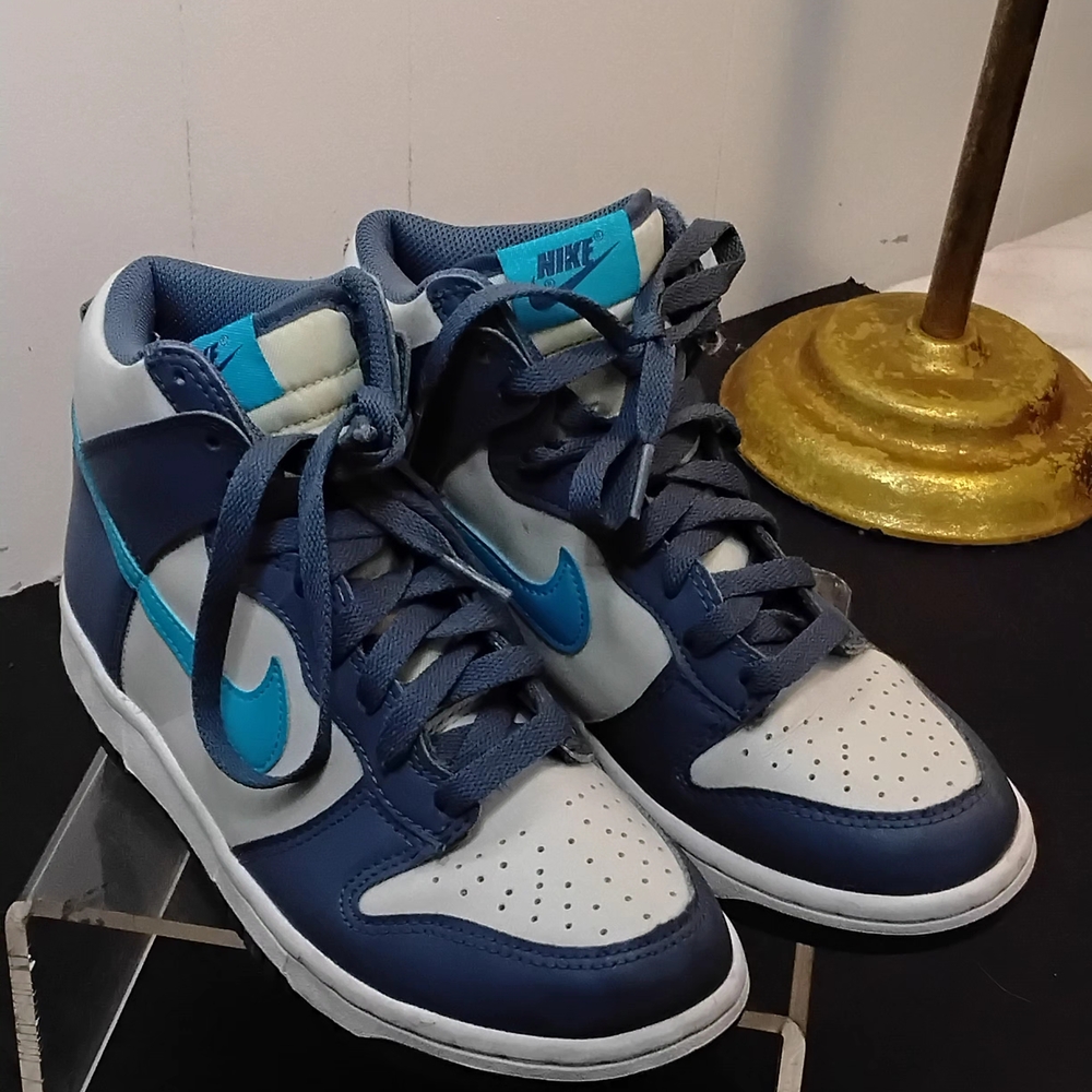 Nike Blue and White High-Top Sneakers